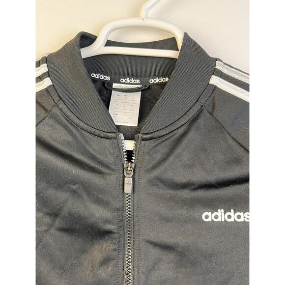 Adidas Track Jacket Women's Medium Black 3 Stripes Warmup Activewear Zip Front - Picture 3 of 8